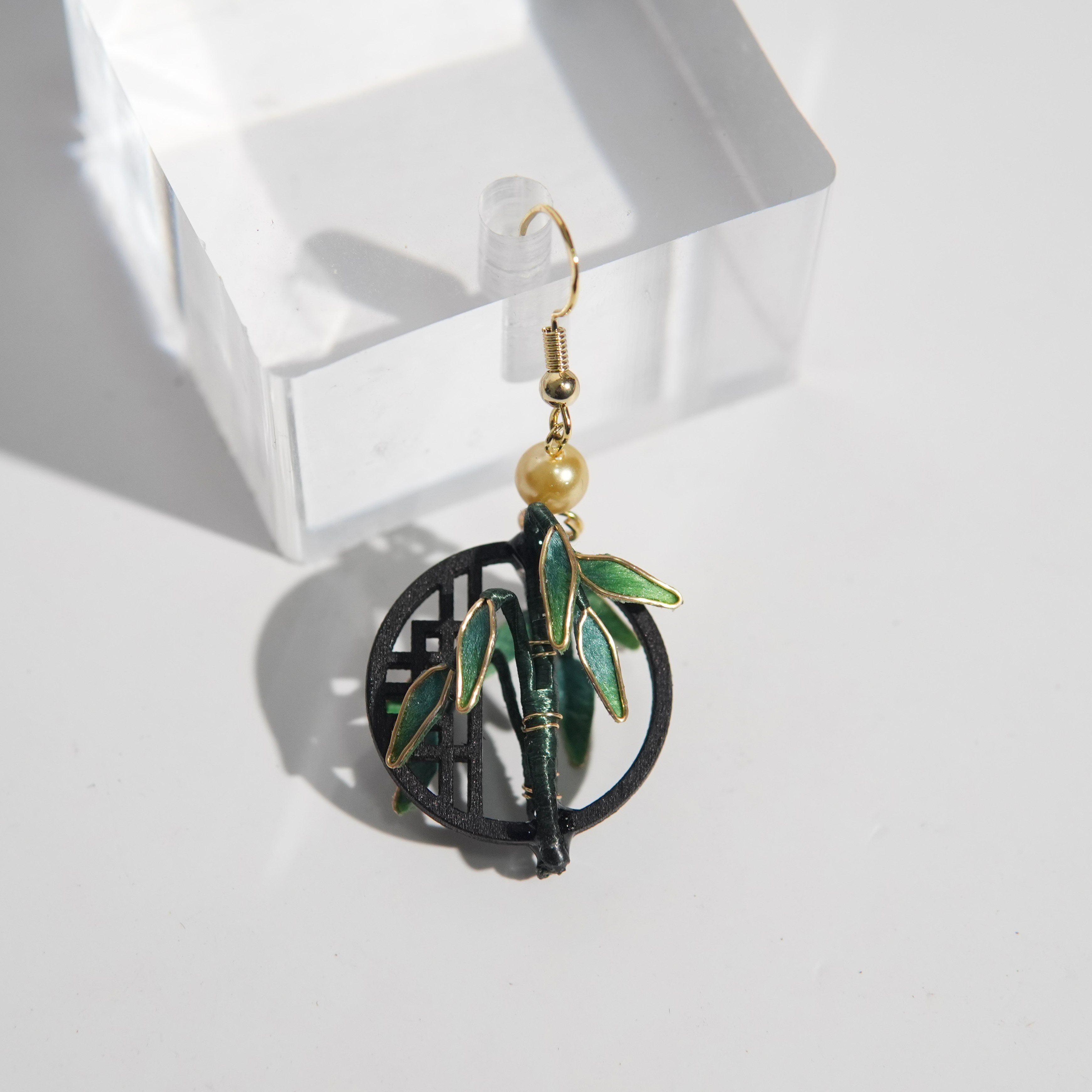 非金属木质耳饰 绒花梅兰竹菊小窗耳环日常百搭古风妆造