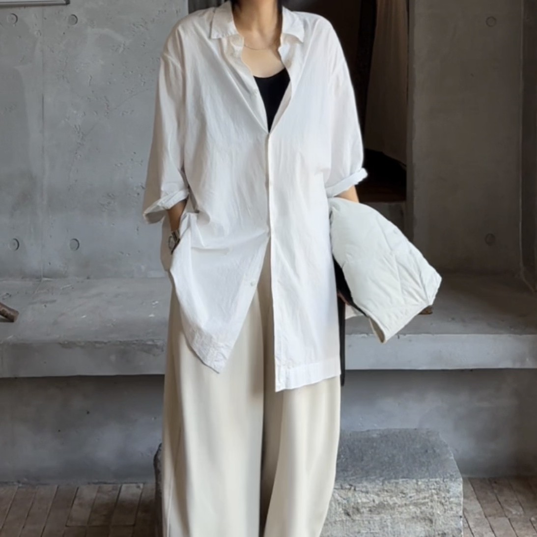 【沐春-衬衫】休闲宽松大版棉质廓形半袖衬衫上衣