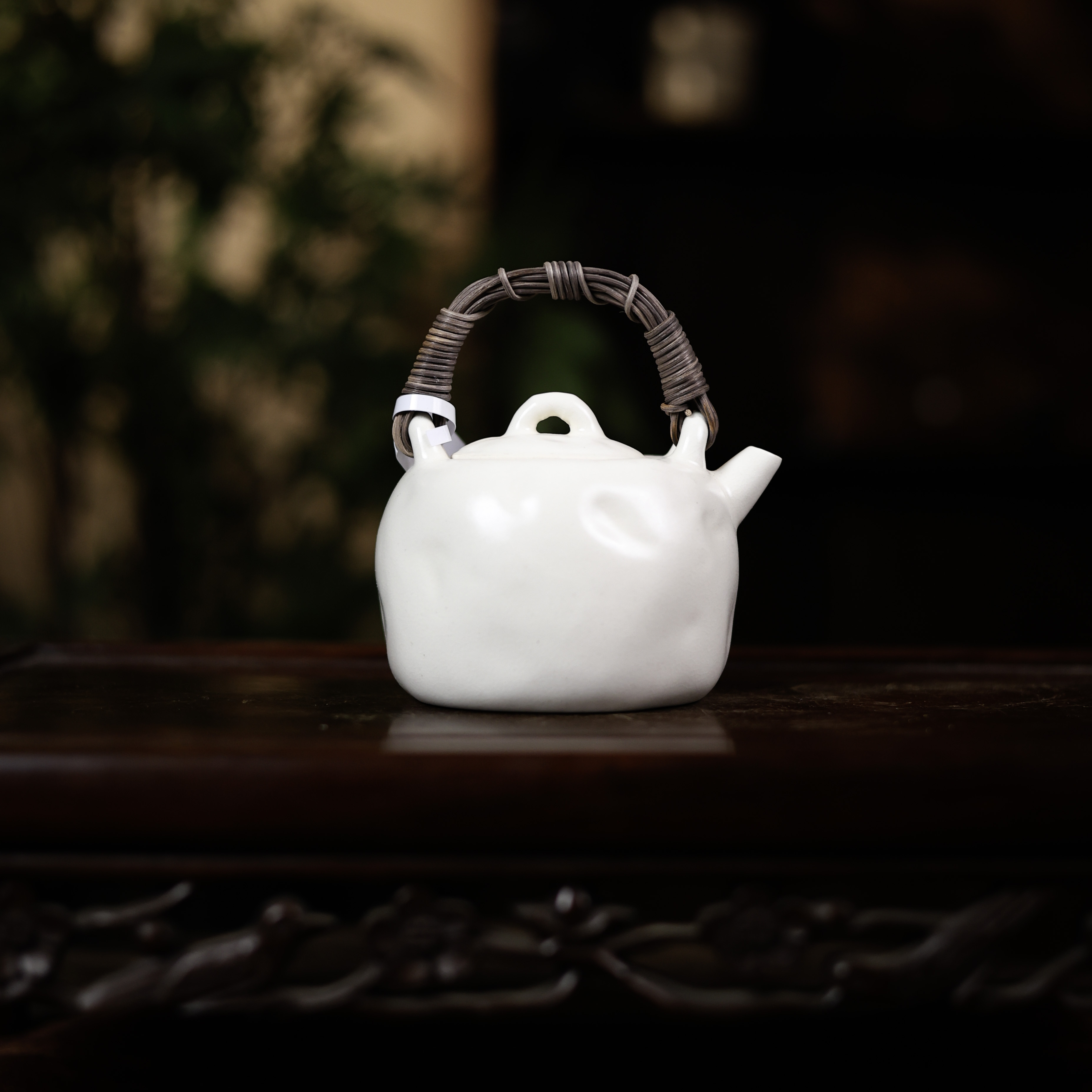 【小田甄陶】苏打釉白竹叶盖提梁壶（W0481）