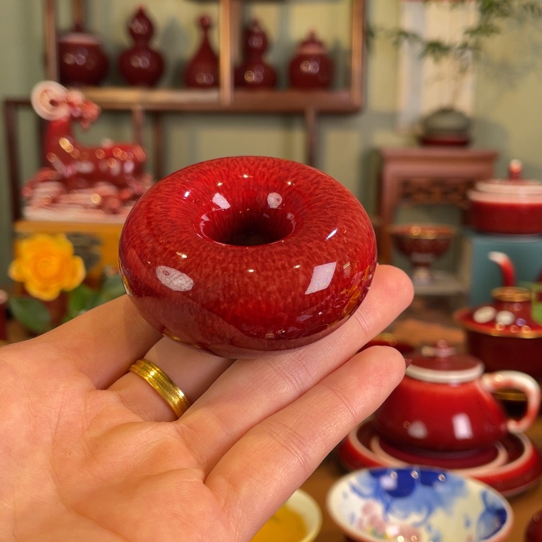 清欢雅玩原矿郎红福利甜甜圈盖置