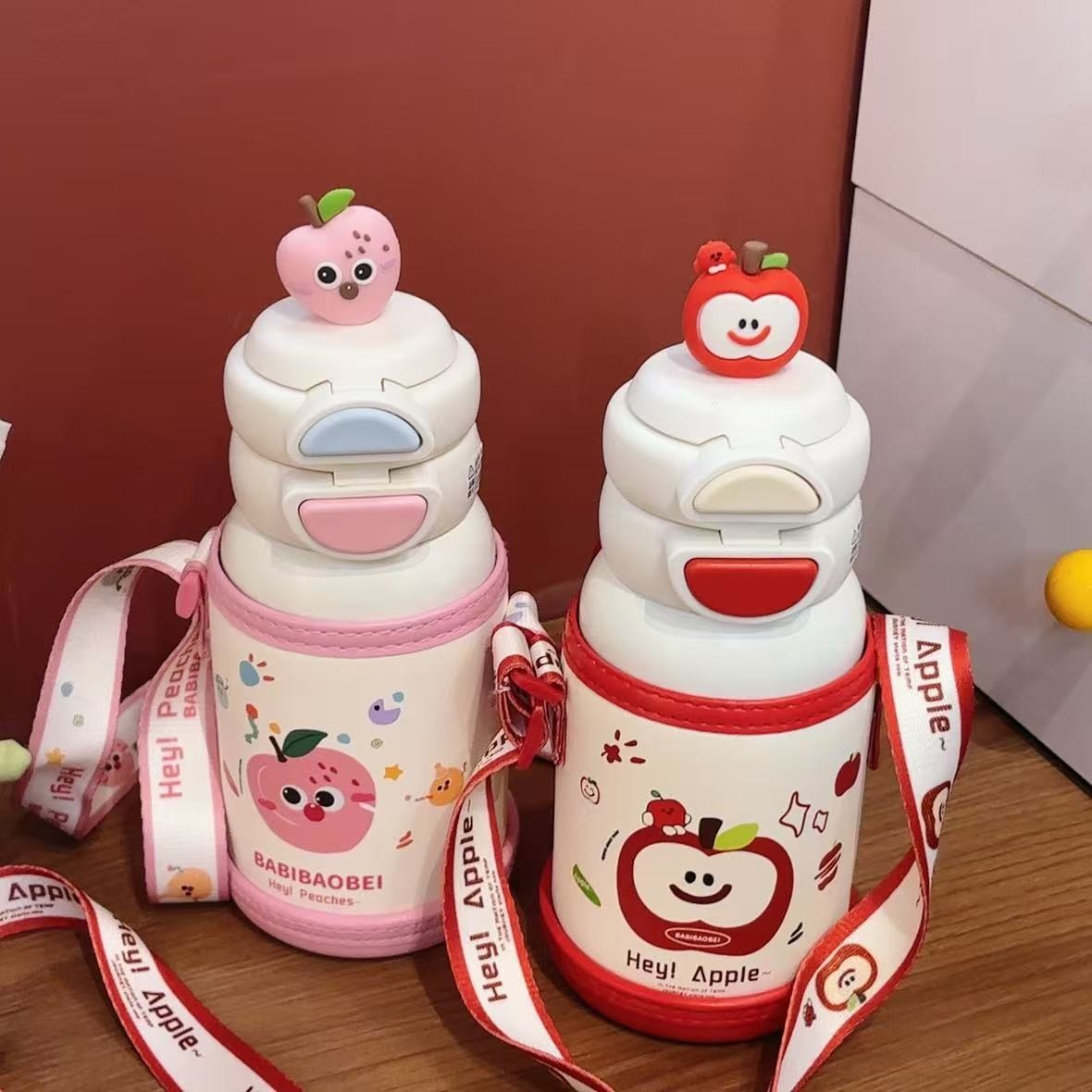 红苹果桃子316L保温杯