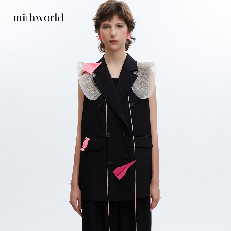 mithworld【新品】纯色双排扣马甲外套甜酷新款W4ESS2134B9A