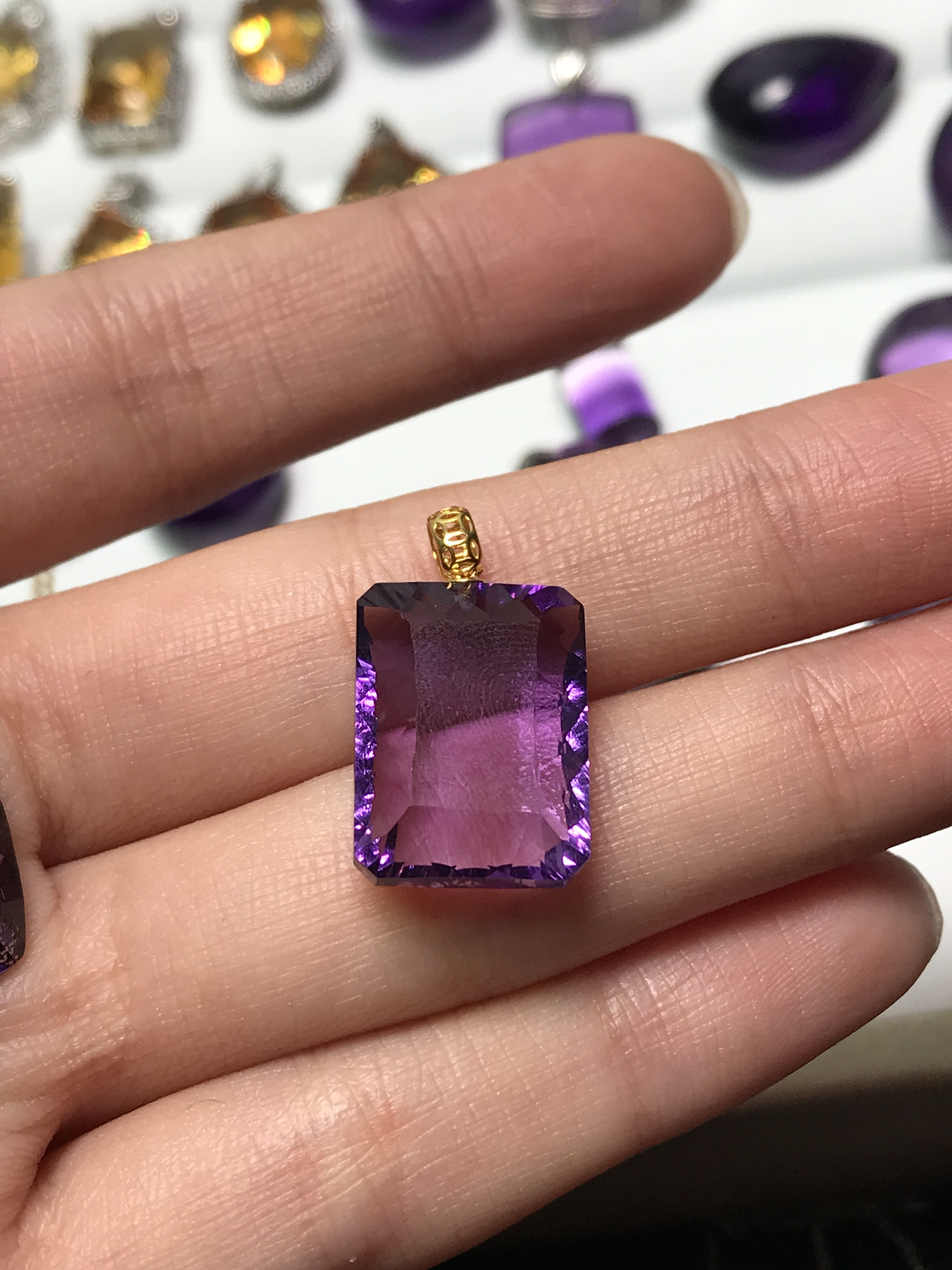 天然紫水晶吊坠s925银托