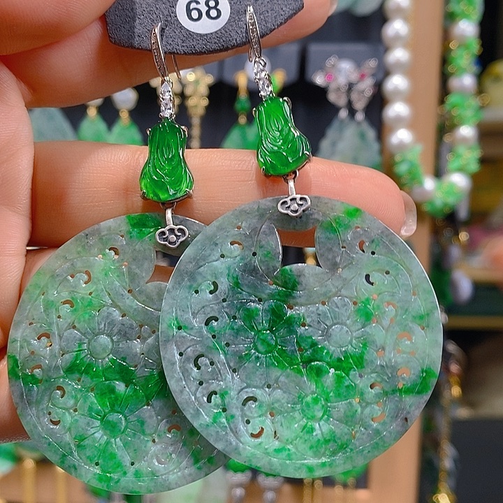 幽***幽翡翠未镶嵌耳饰翡翠