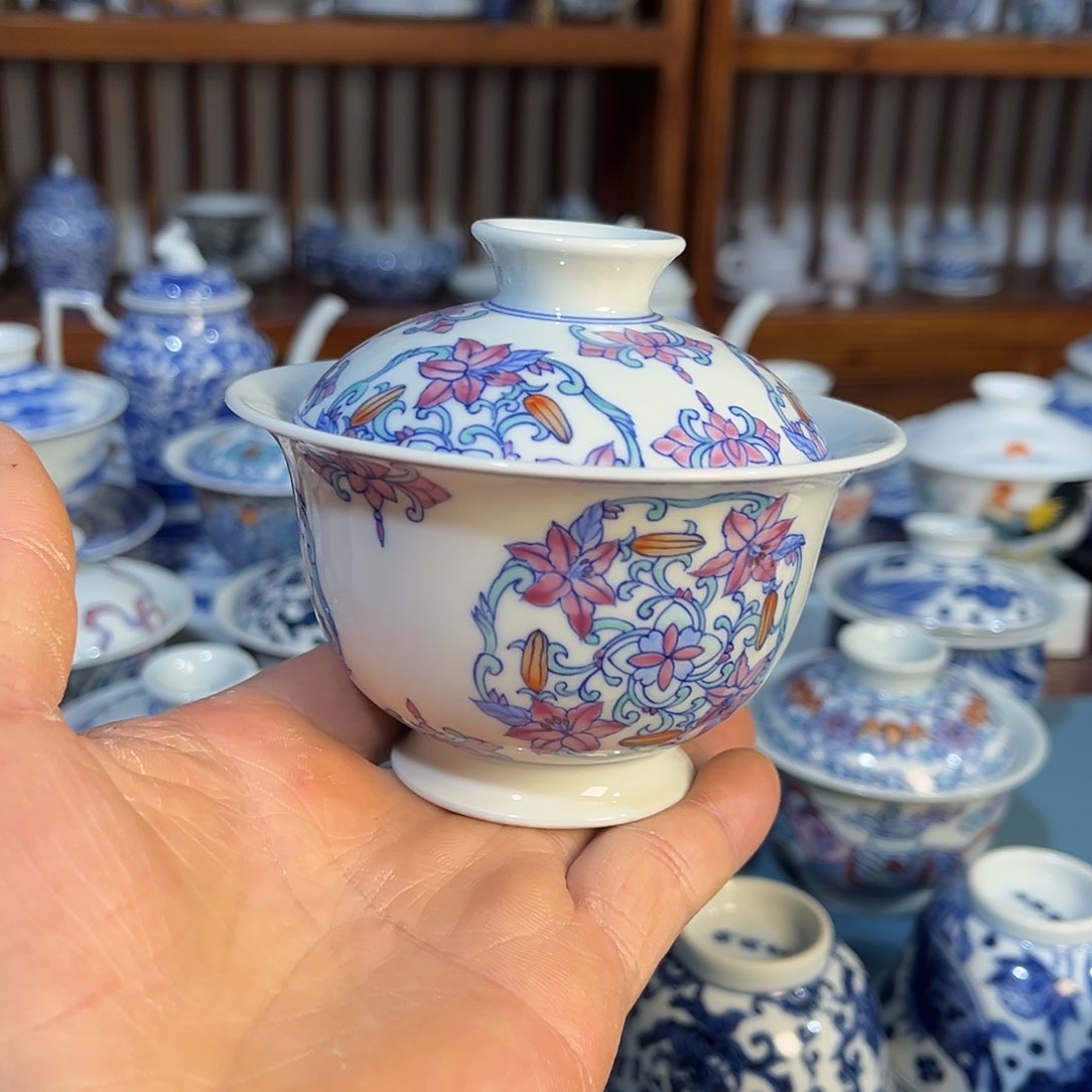 錡镇堂手工手绘绘盖碗