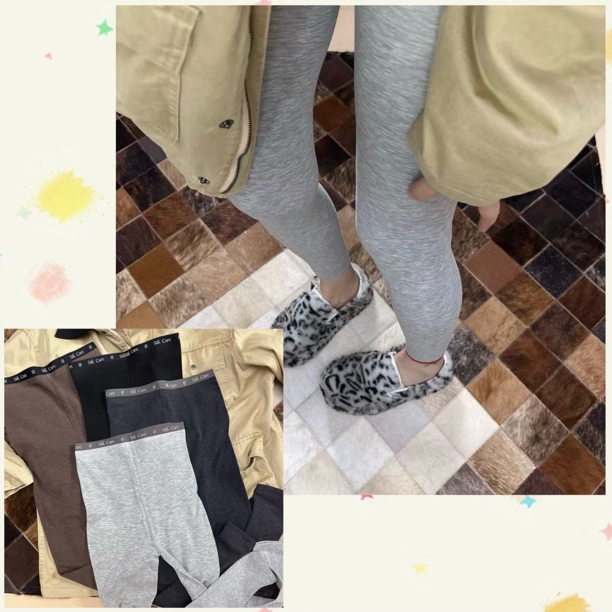 内里磨毛蚕丝一体裤字母织带腰高弹力打底裤磨毛连裤打底裤