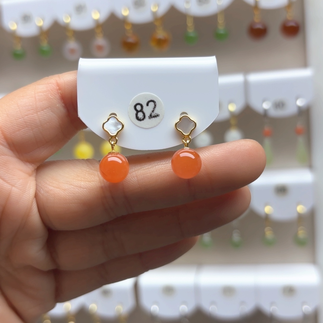 南红玛瑙耳饰银S925镶嵌