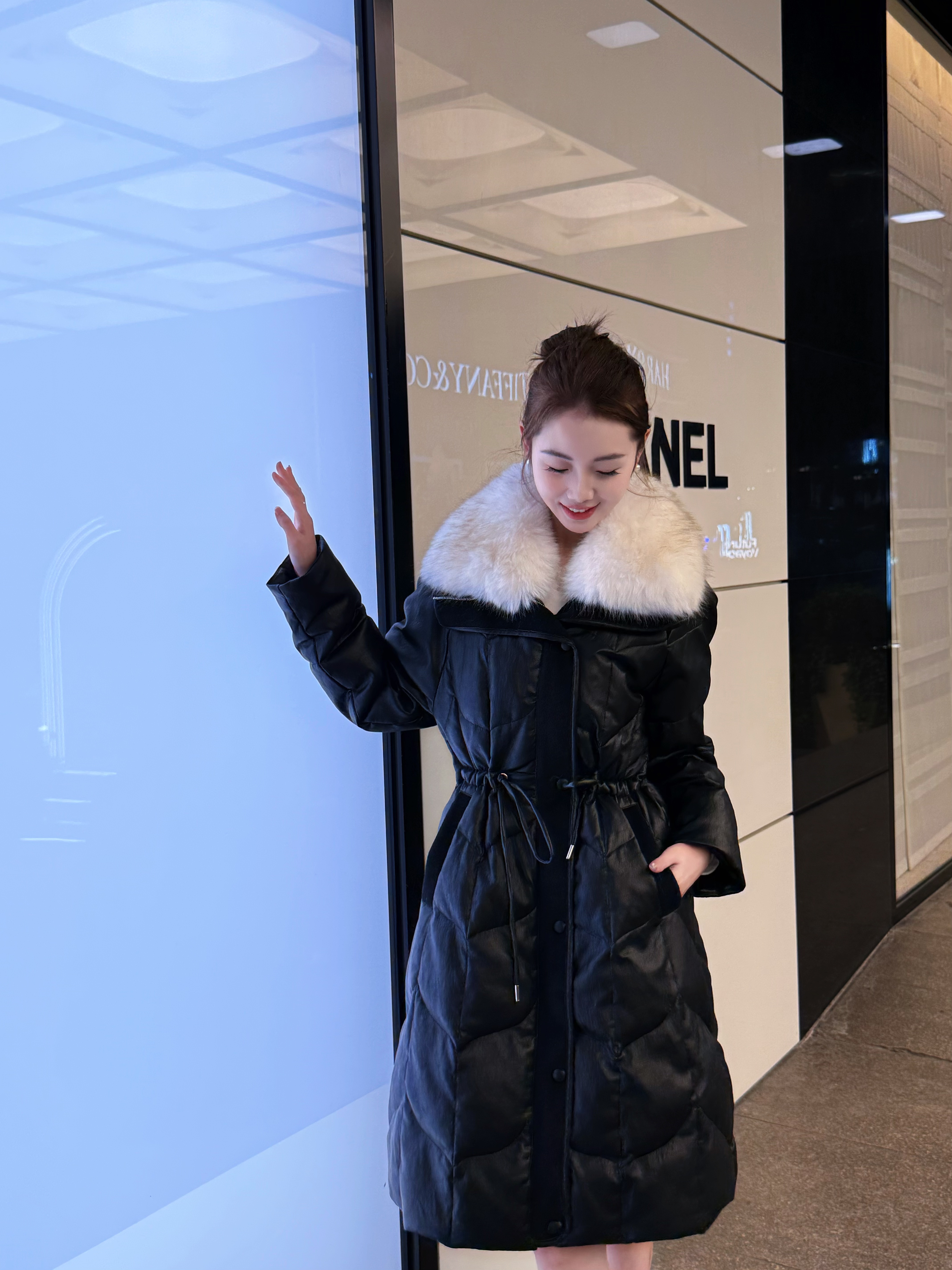 【大牛专属】2025新款时尚百搭潮流收腰冬季大毛领女士长款外套