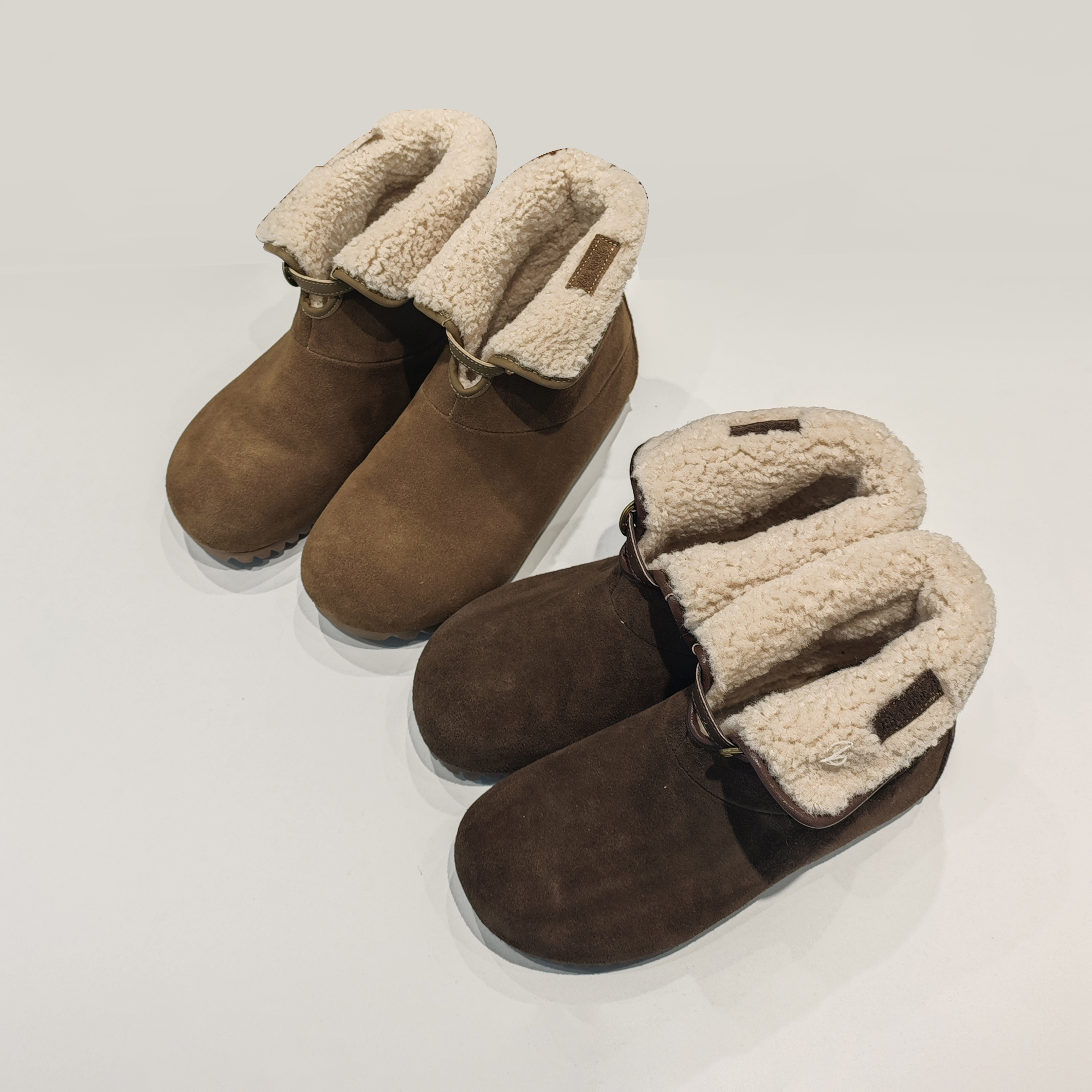 【余欢欢】冬季时尚加绒保暖增高可翻边小短靴-YHX50122