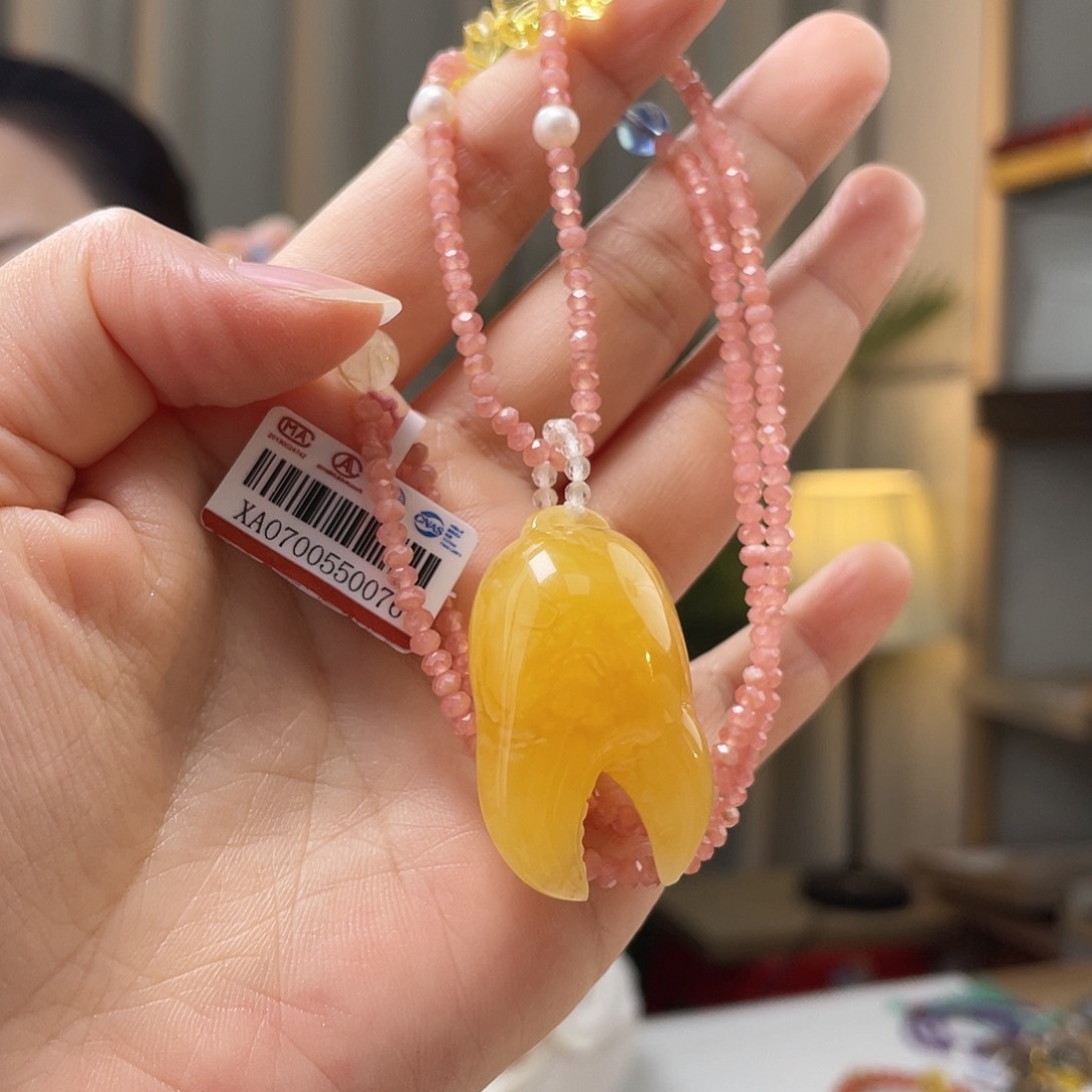 琥珀手绳未镶嵌蜜蜡吊坠