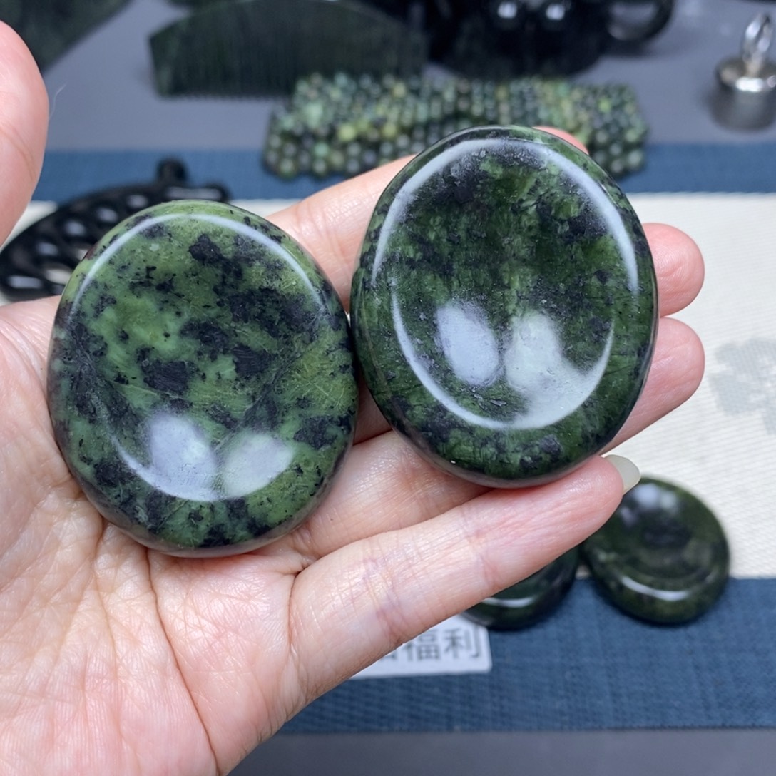 没***有蛇纹石玉未镶嵌微瑕眼罩