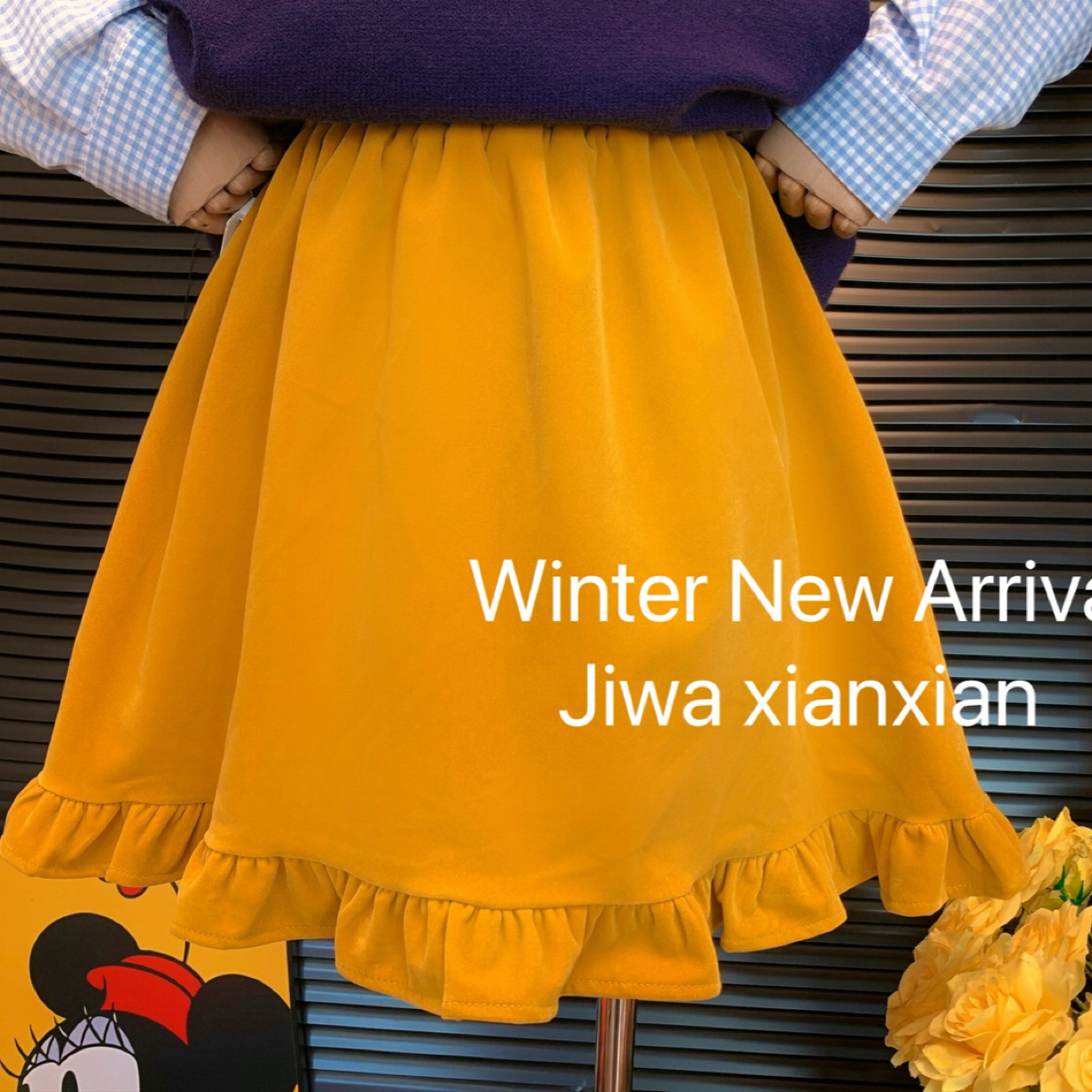 吉娃韩系高腰显瘦松紧腰a字短裙冬季百搭气质大码半身裙50519