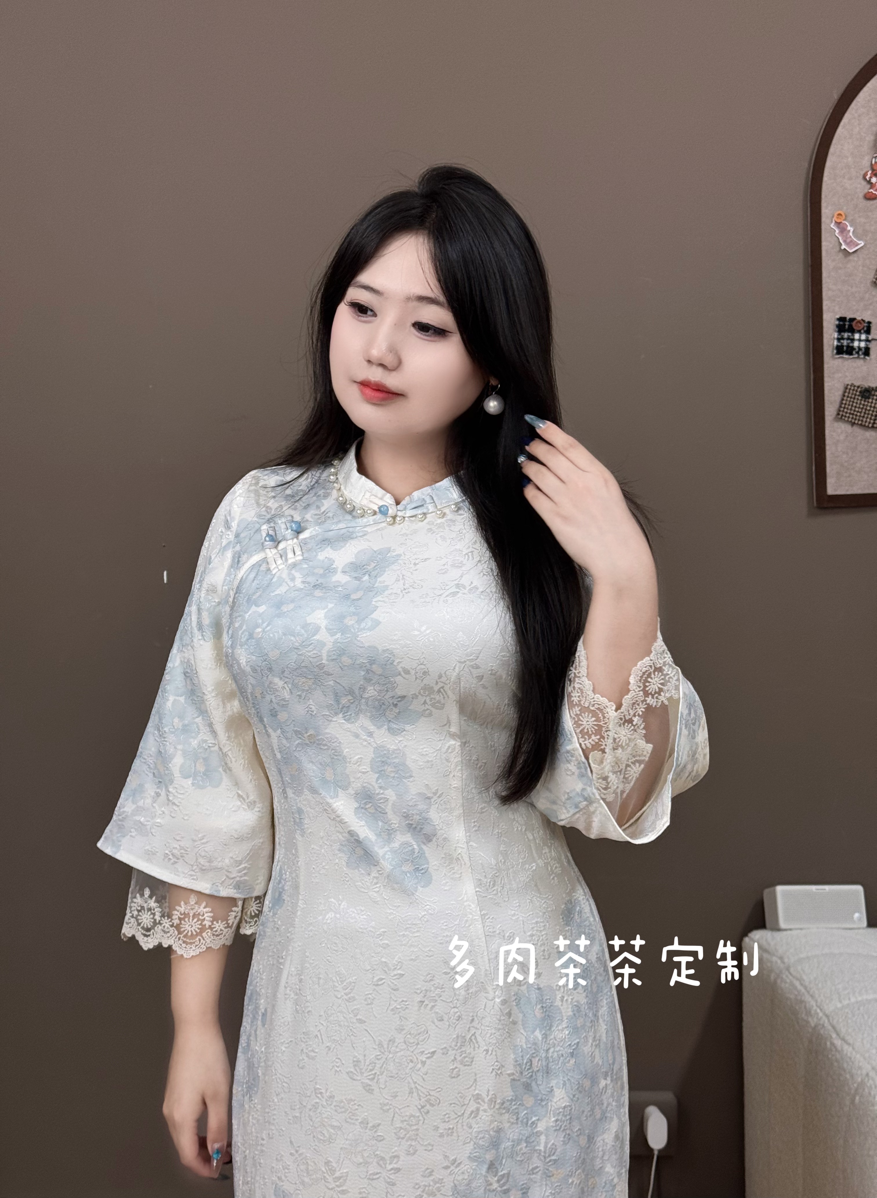 码加加31639秋款新款大码连衣裙新中式改良旗袍温柔裙子女