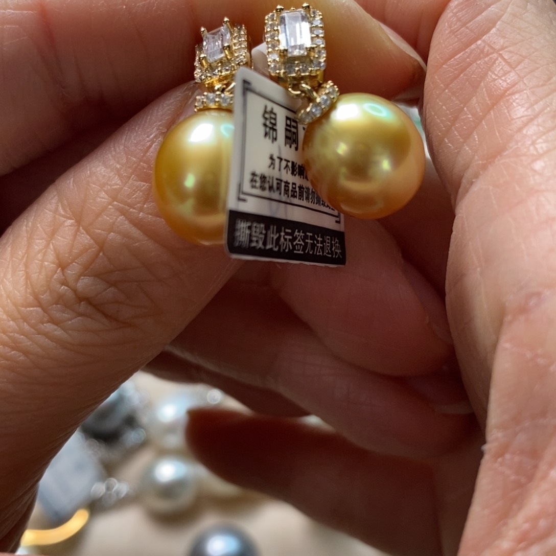 海水珍珠耳饰银S925镶嵌