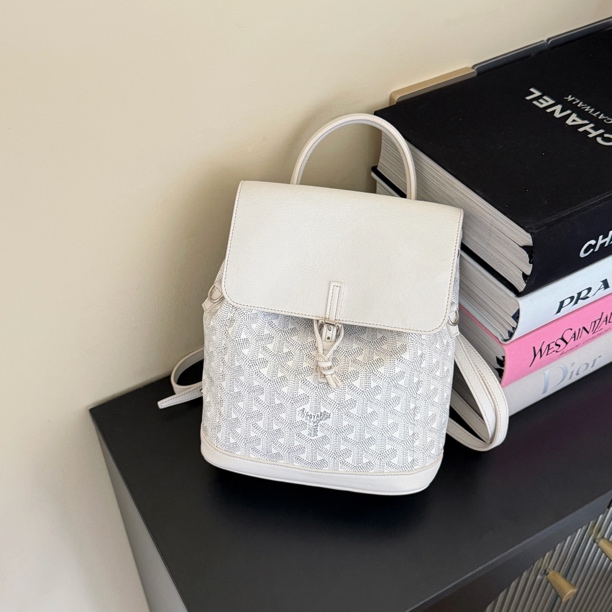 95新 Goyard 白色Alpin mini老花双肩包 6104