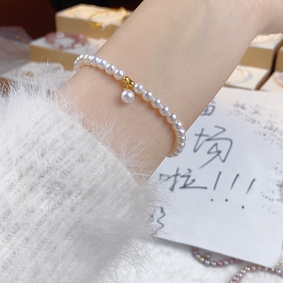 手链18K金镶嵌淡水珍珠