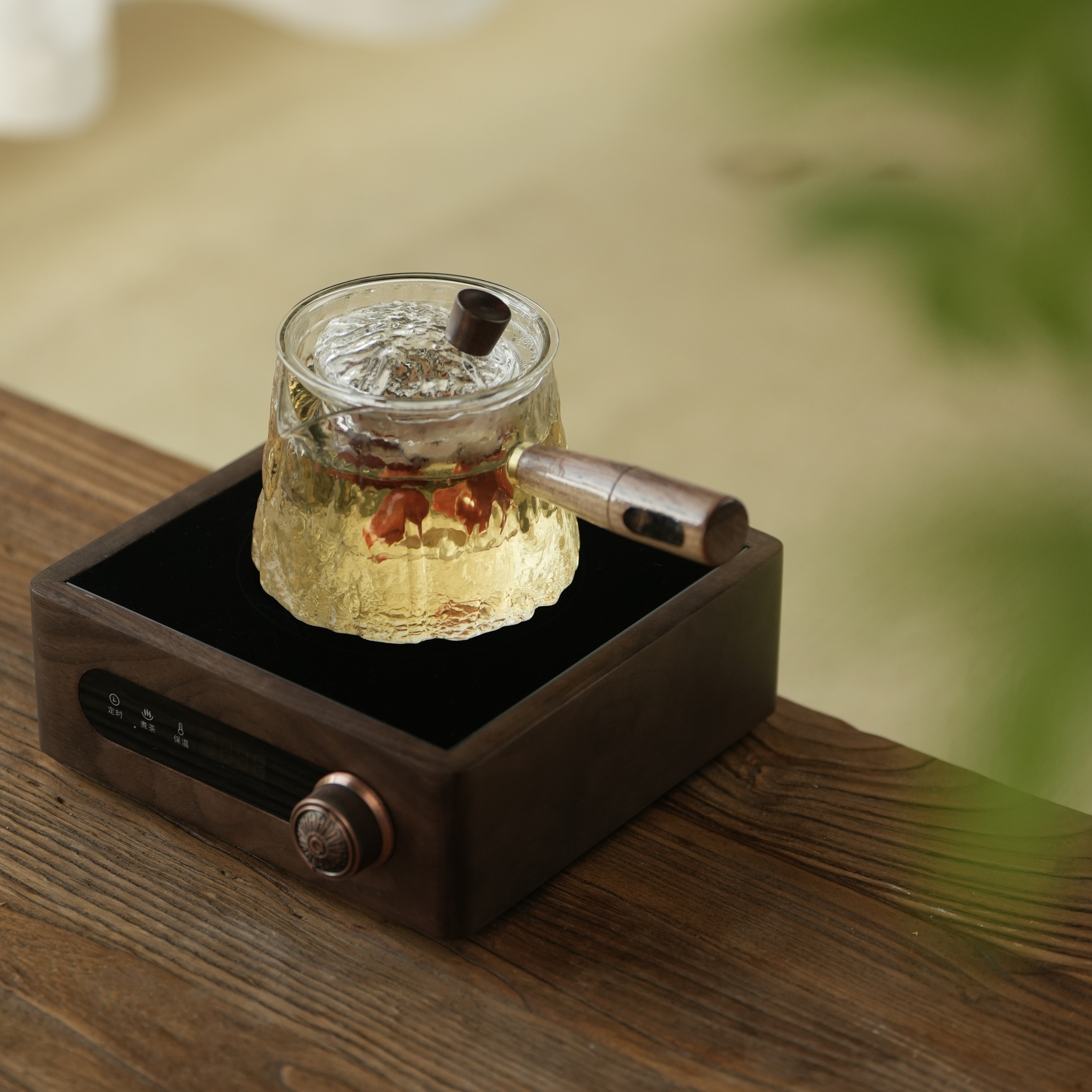 【绪空茶器】锤纹侧把耐热玻璃茶水分离煮茶壶家用高硼硅玻璃泡茶壶
