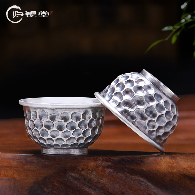 归银堂足银999茶杯佛眼佛心品茗杯家用主人杯茶具GS-FCB180301