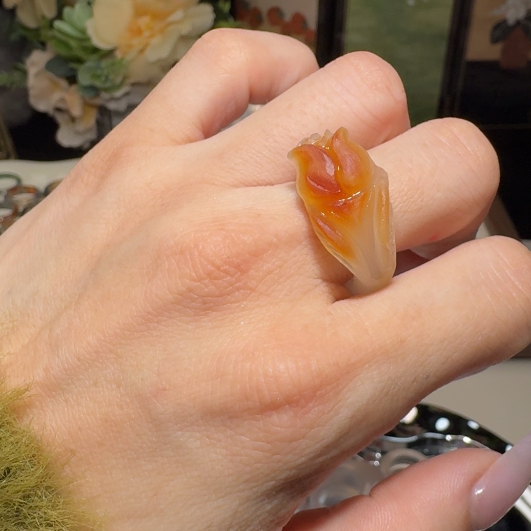 玛瑙/玉髓未镶嵌戒指2号 港17 磨砂