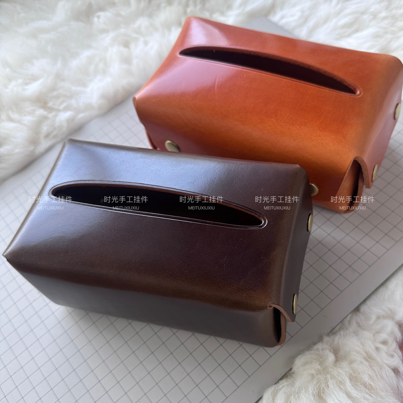 手工制作意大利头层牛皮纸巾盒客厅家用网红款抽纸盒高级感餐巾