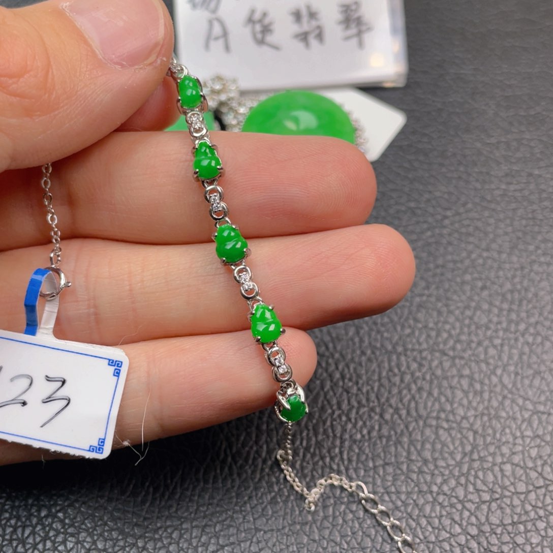 翡翠吊坠(不含链)银S925镶嵌手链