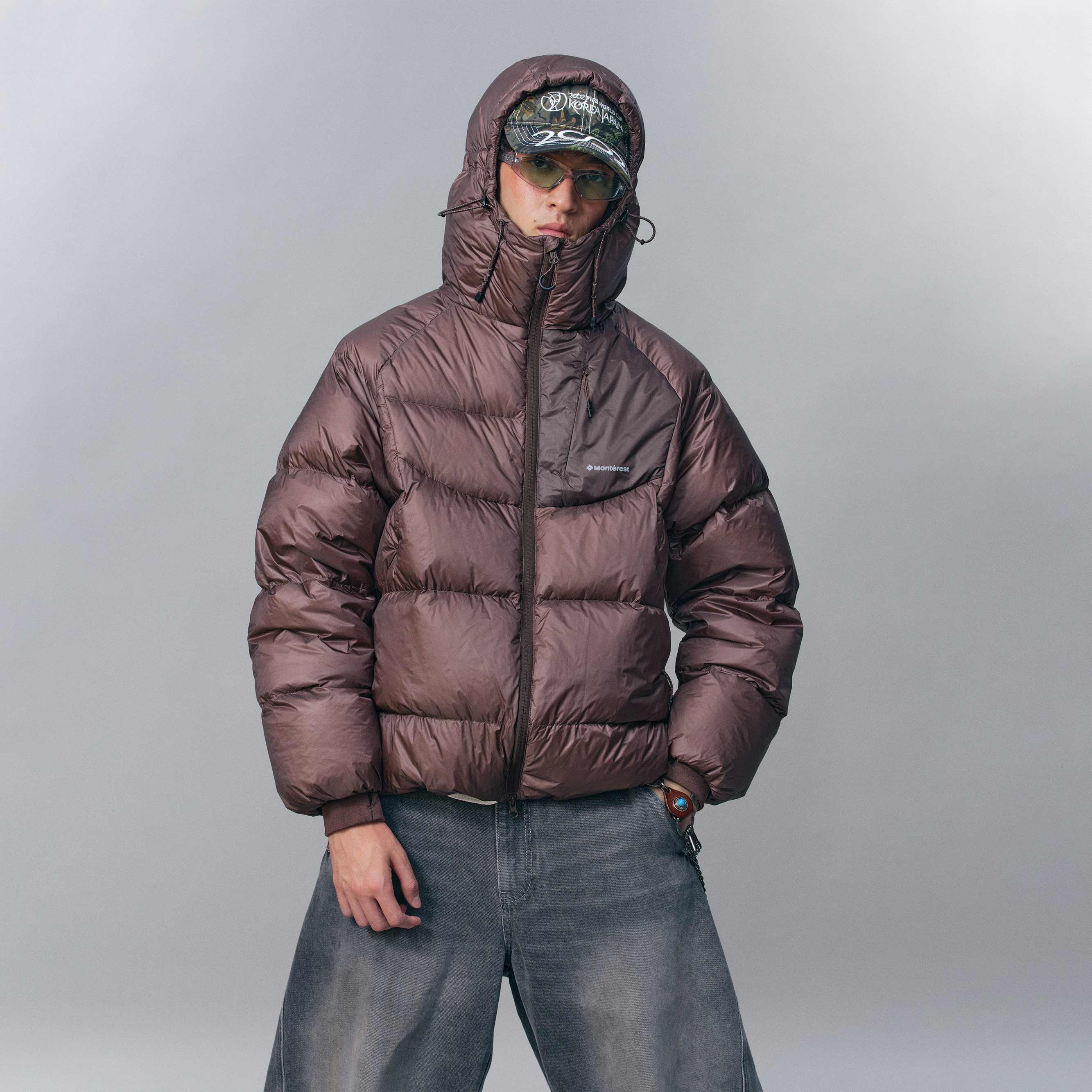 瞬时山野Monterest“逐光”绗线连帽羽绒服男
