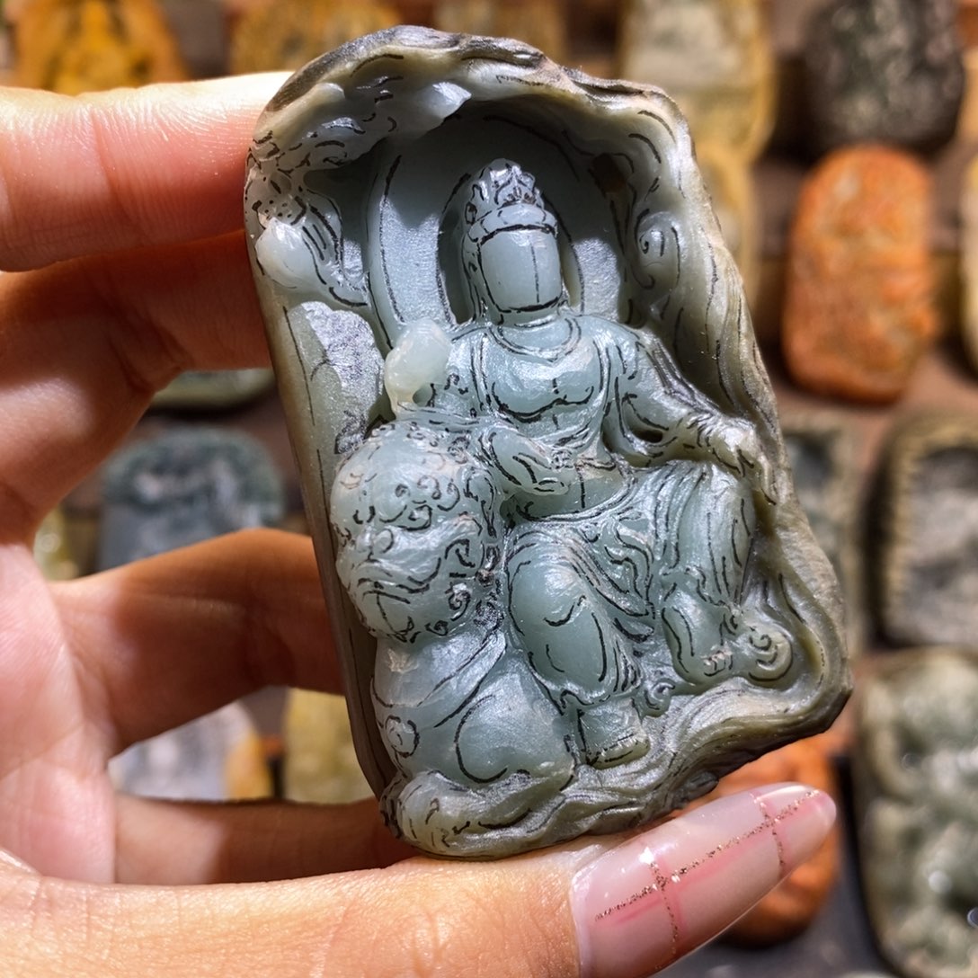 定制翡翠未镶嵌文殊菩萨