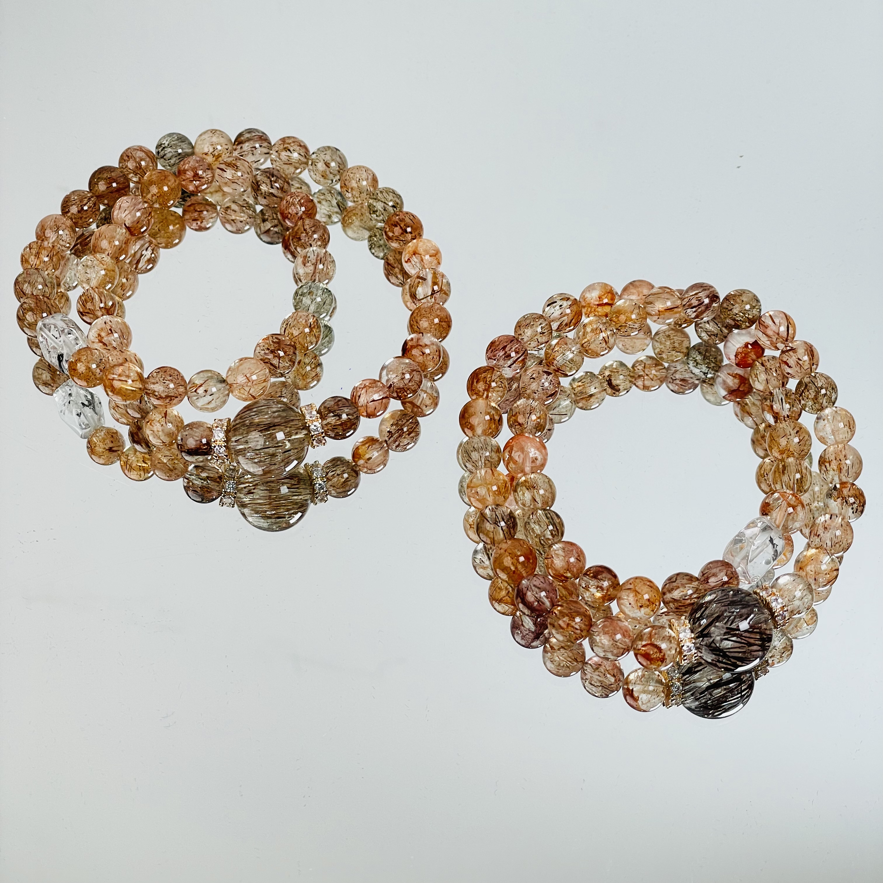 【2223 赤焰花】黑金超七闪灵7-13mm双圈手串面小仙多样性发其一Z