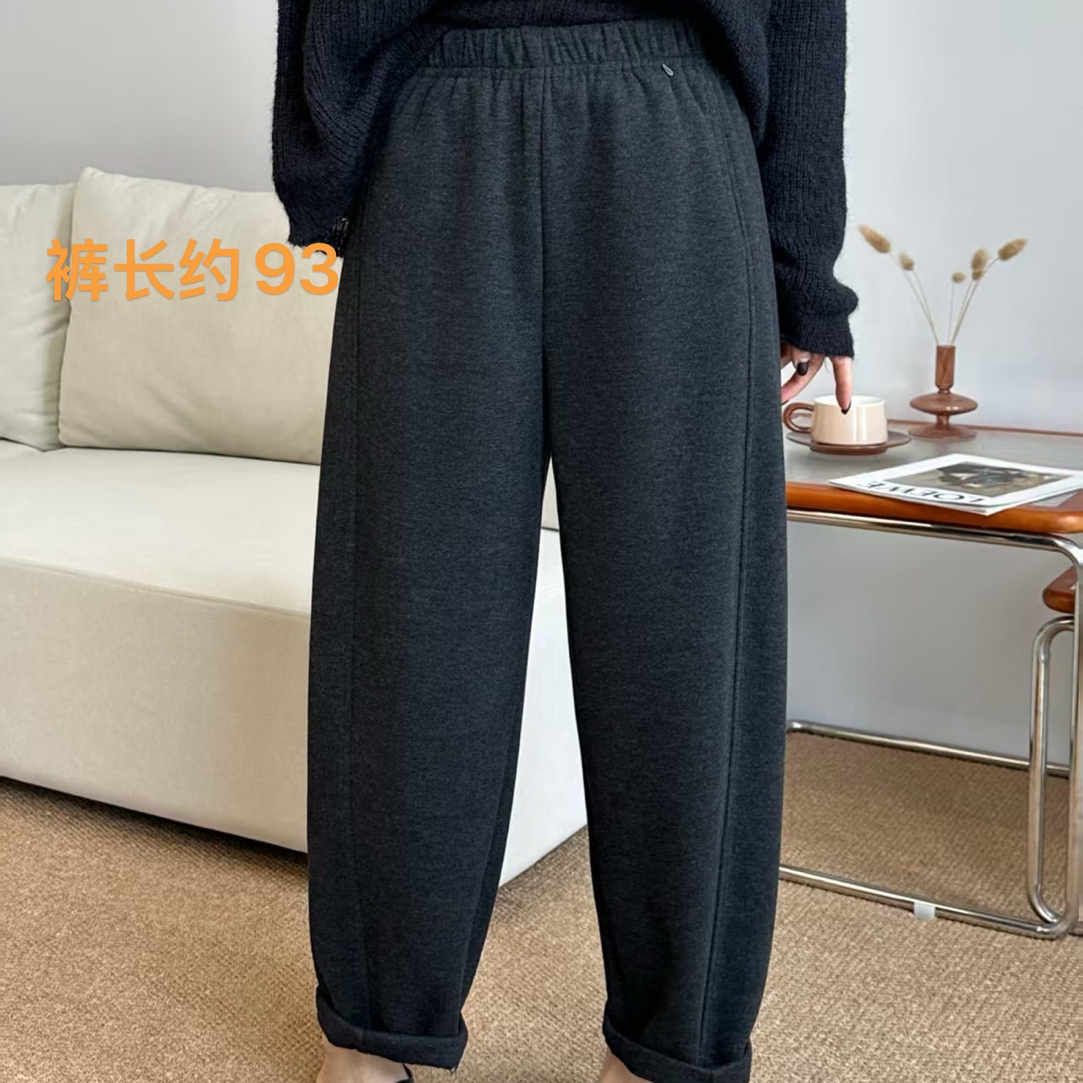 25198-28加厚哈伦裤女宽松束脚卫裤高腰微弹梨形身材休闲裤小个子