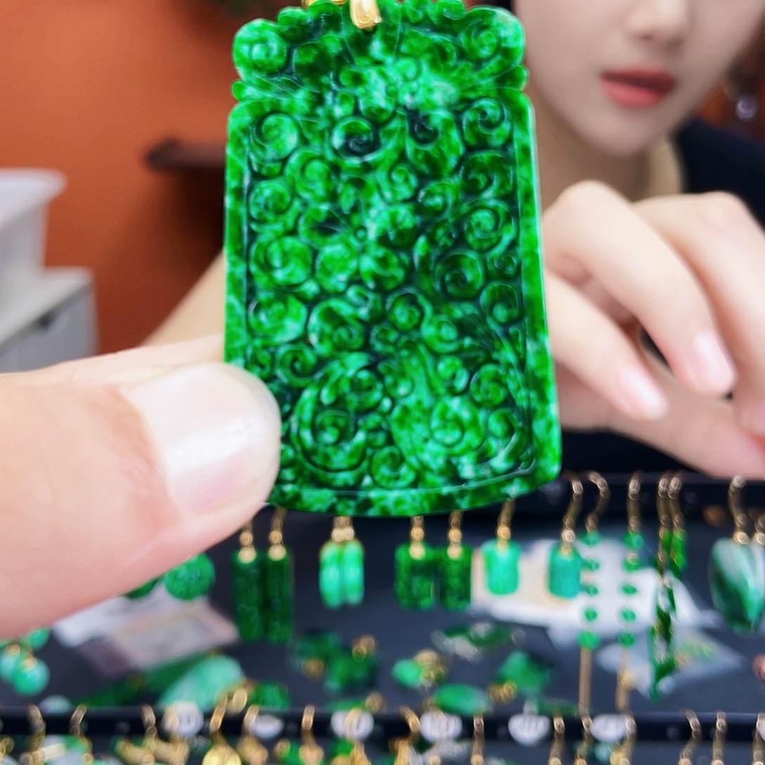 翡翠银S925镶嵌耳饰