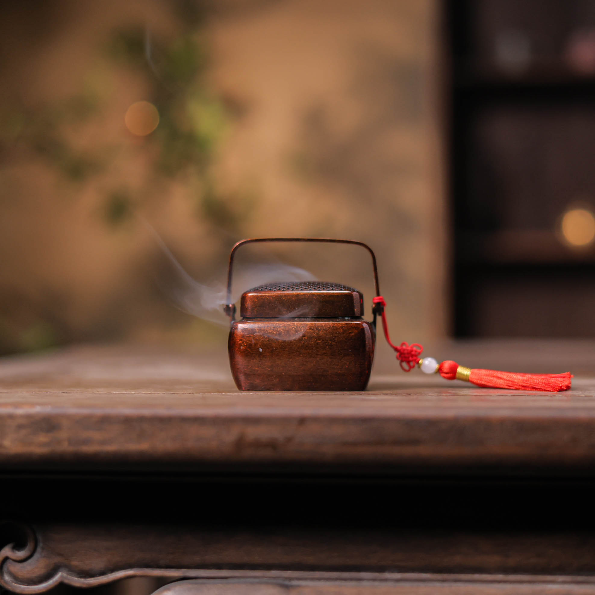 【小田甄陶】方形福字手炉铜炉（香器0028）