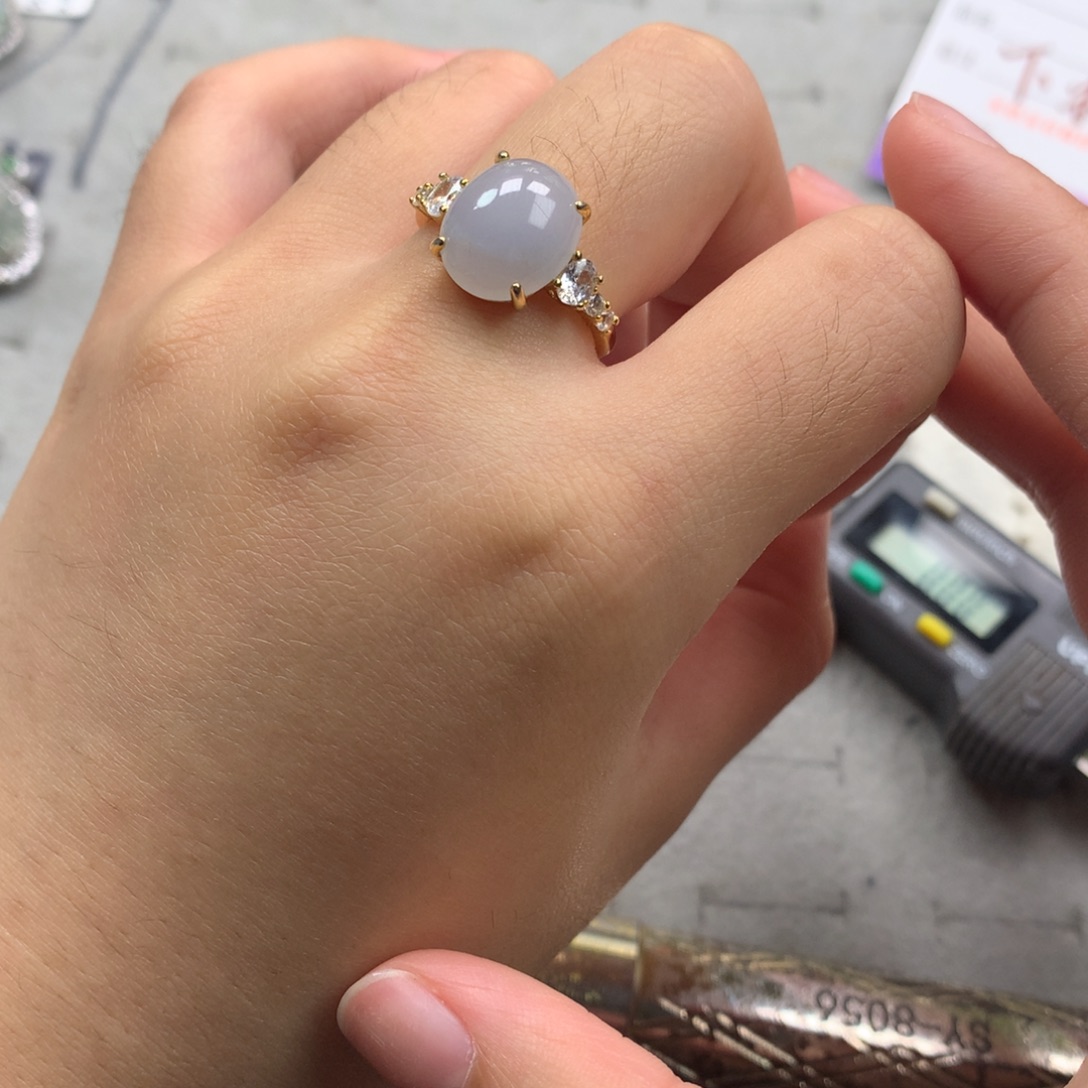 翡翠银S925镶嵌戒指戒指