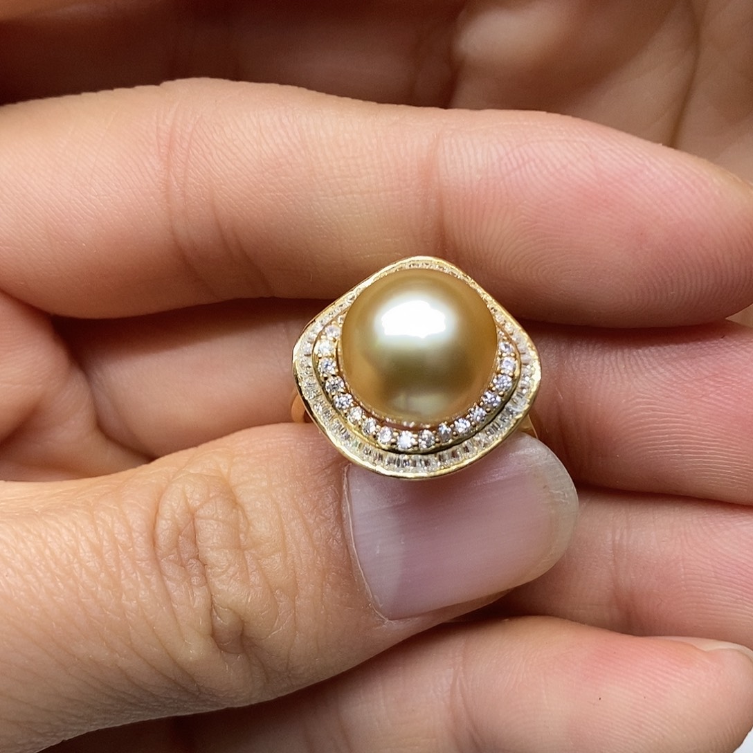 戒圈银S925镶嵌海水珍珠@@J0001