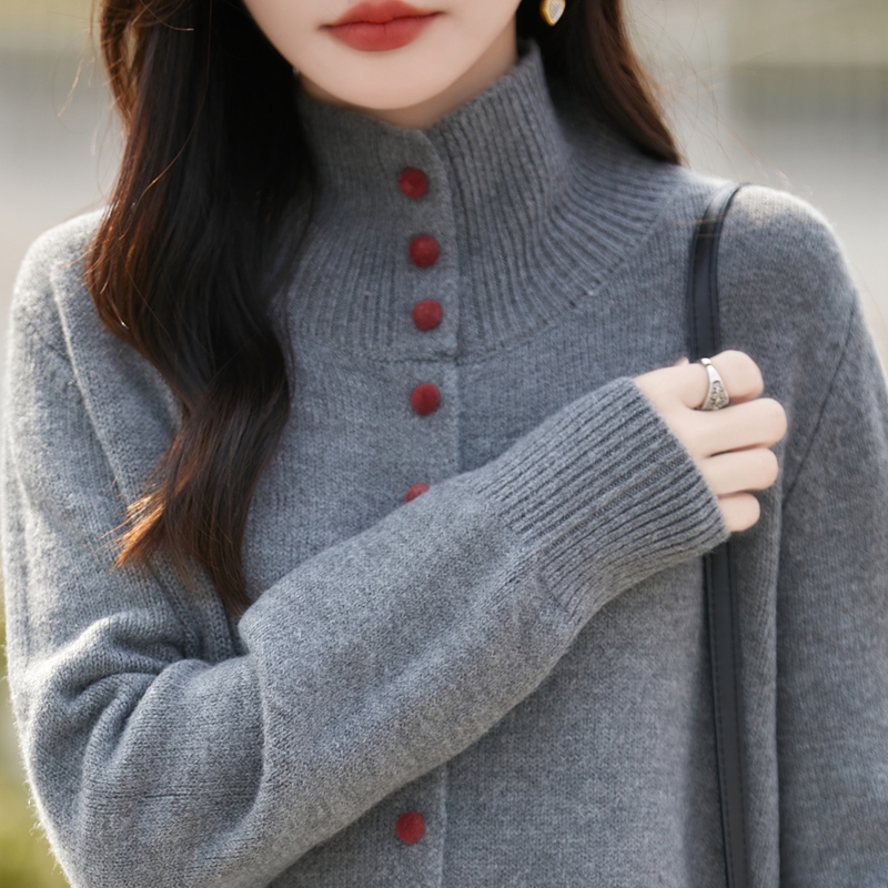 {店铺上新}女毛针织衫打底秋冬女式高翻领针织衫上衣百搭秋冬N423