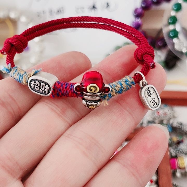 珐琅吊坠足银财财手事