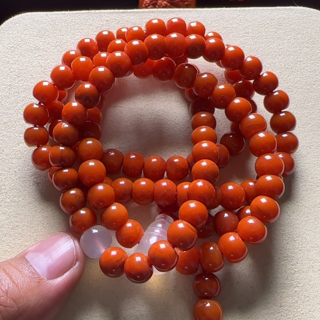 南红玛瑙手链未镶嵌8.5mm冷水河苹果珠