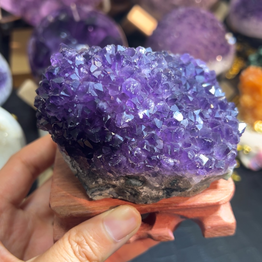 珠宝半成品未镶嵌紫晶4晶花团