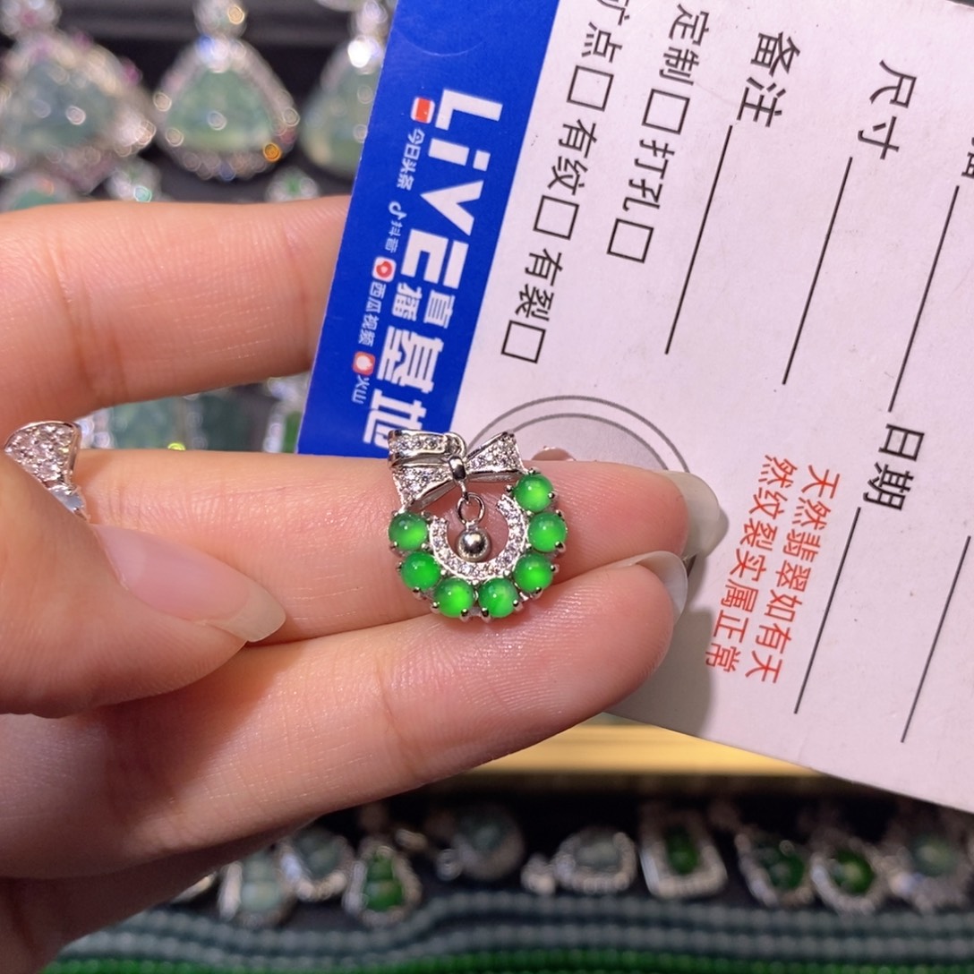 瑶****翡翠银S925镶嵌颈饰天然