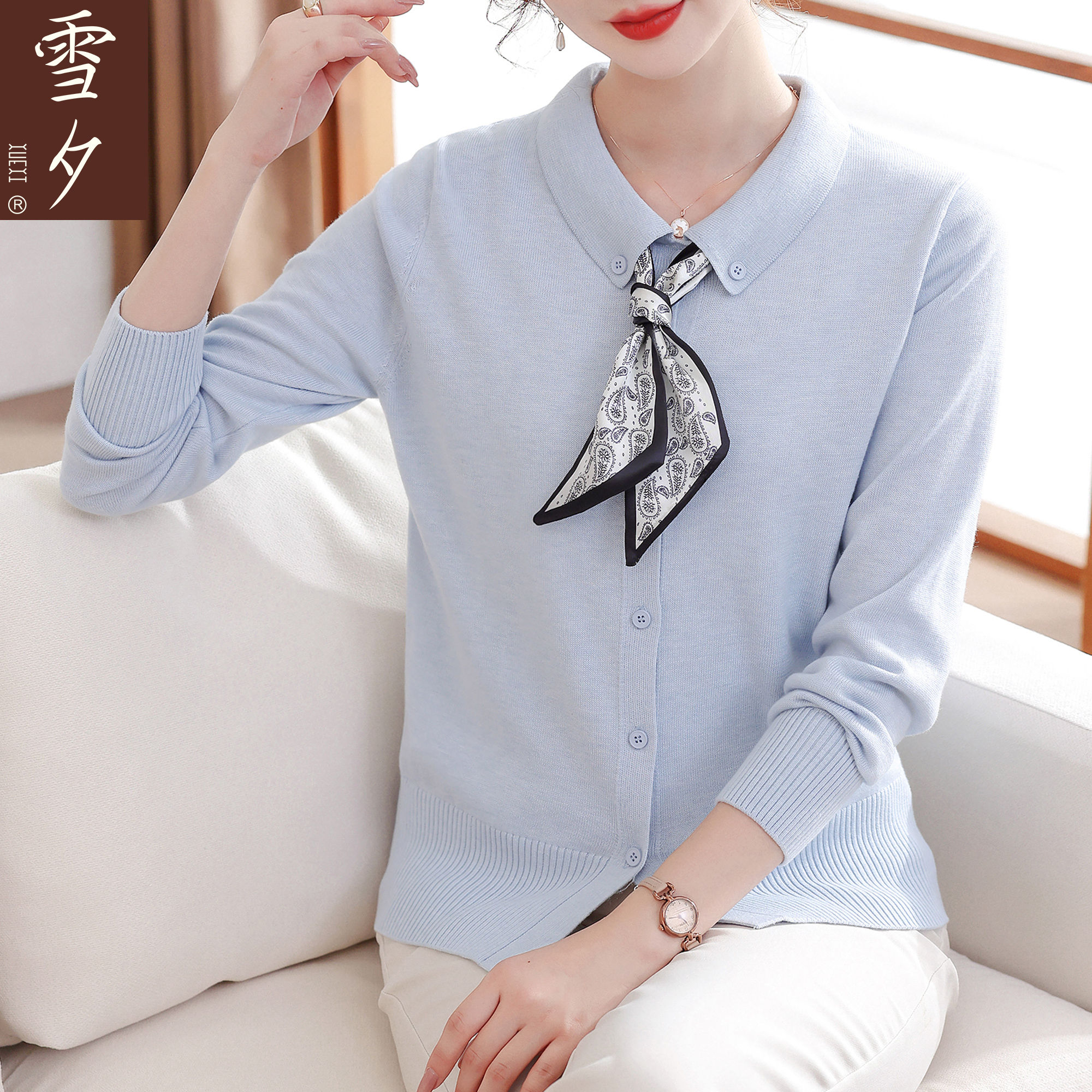 年轻妈妈夏装系带针织薄款开衫2025新款中老年女装洋气百搭外套40