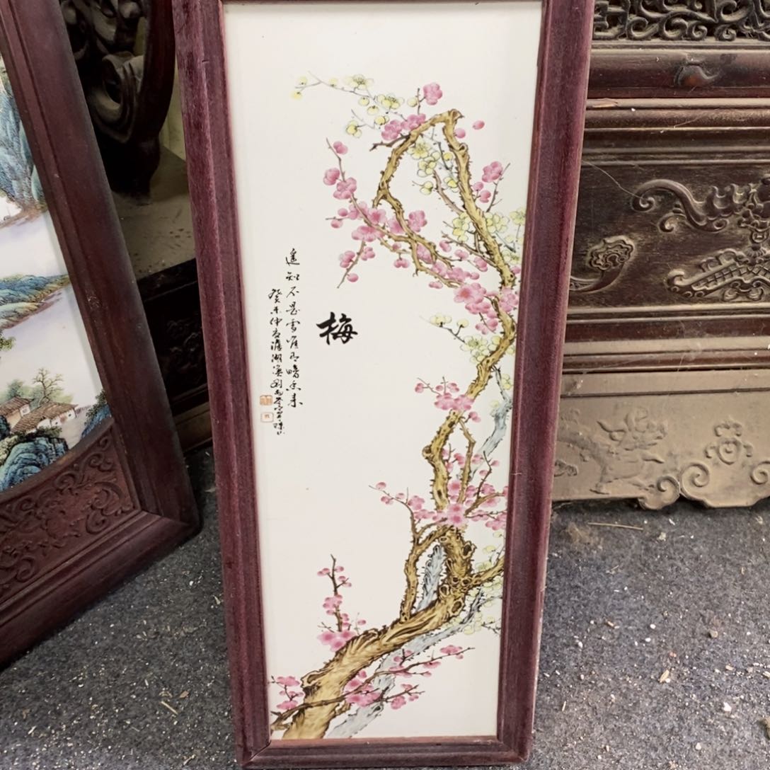 瓷片53*21*1景德镇瓷板画柴窑烧制