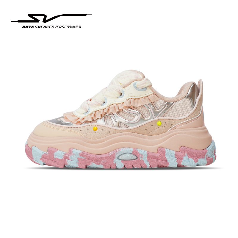 安踏SV厚底板鞋【奶油陷阱】面包鞋休闲增高潮流女鞋时尚厚底增高鞋