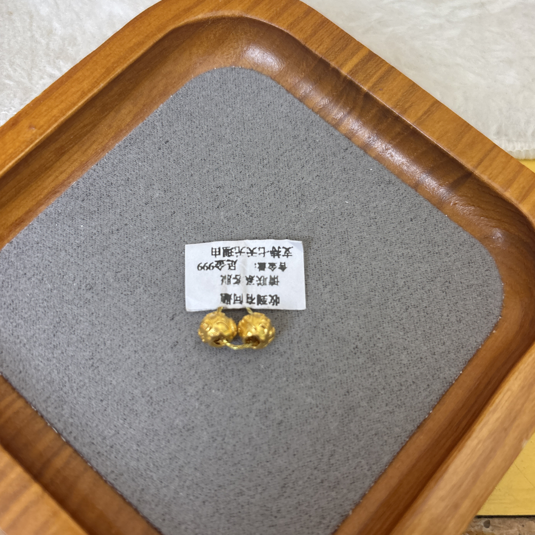 B019一对卡6六字真言珠足金999 配件【主图有克重】