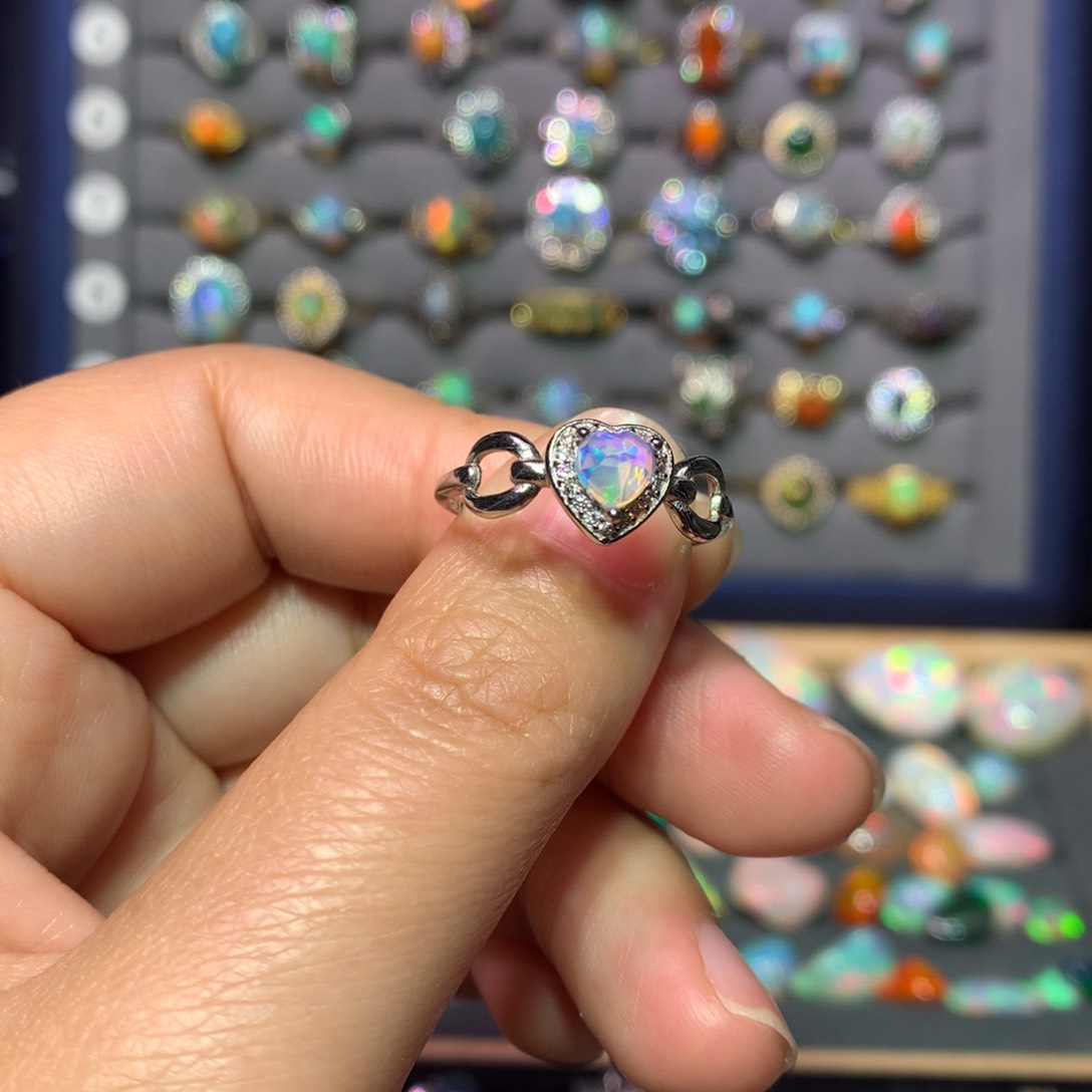 欧泊戒指款式银S925镶嵌