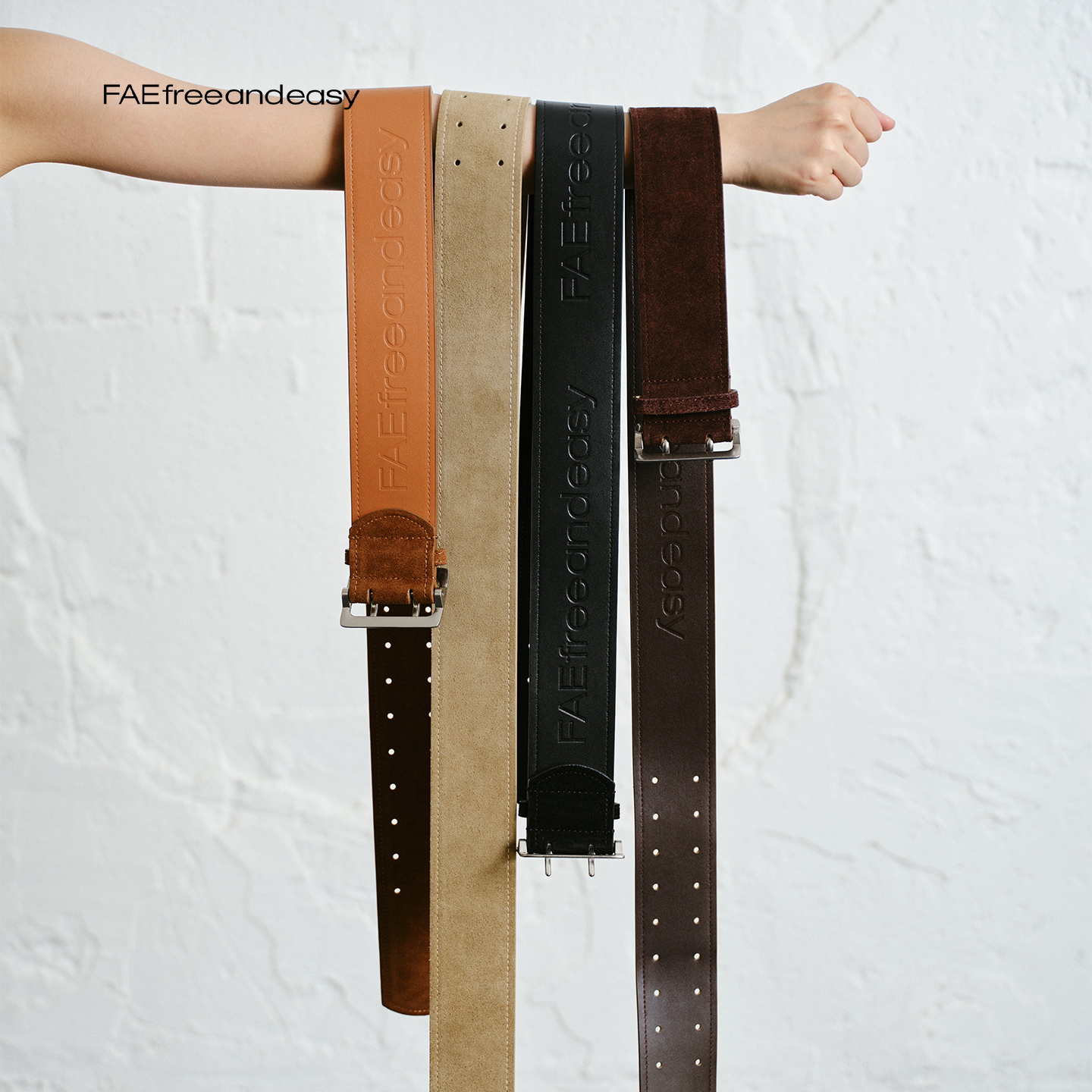 FAEfreeandeasy 磨砂绒面真皮宽腰带 J515021
