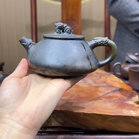 戬谷龙窑坭兴陶柴烧茶壶835