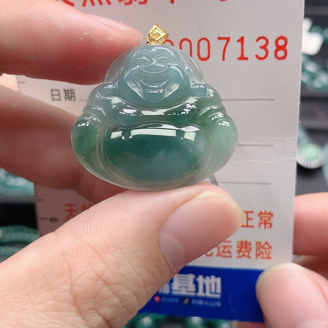 翡翠吊坠(不含链)18K金镶嵌