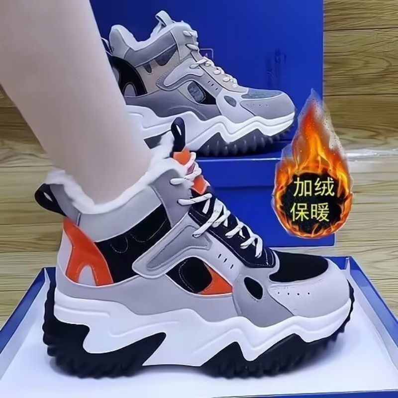 【厂家直销】高帮棉鞋女冬季新款加绒加厚抗寒雪地靴厚底防滑老爹鞋