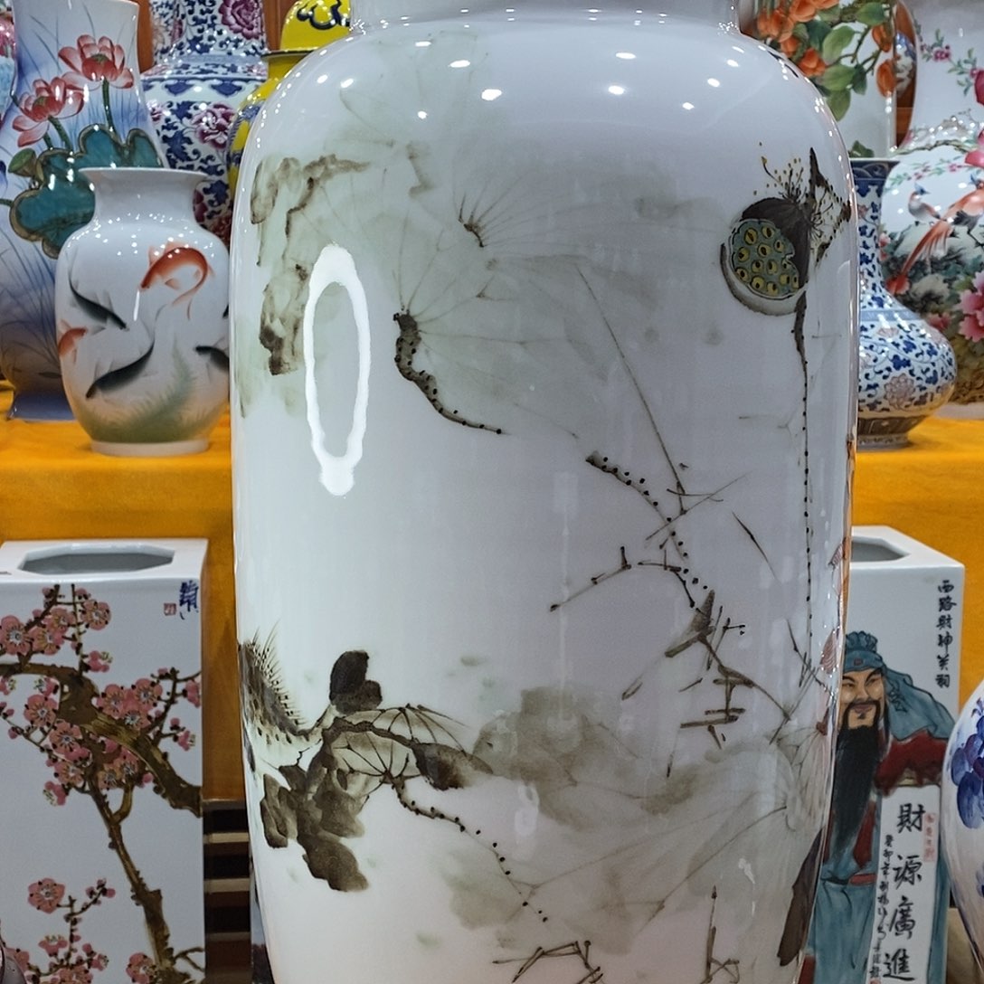 摆件抗***咪景德镇陶瓷冬瓜瓶