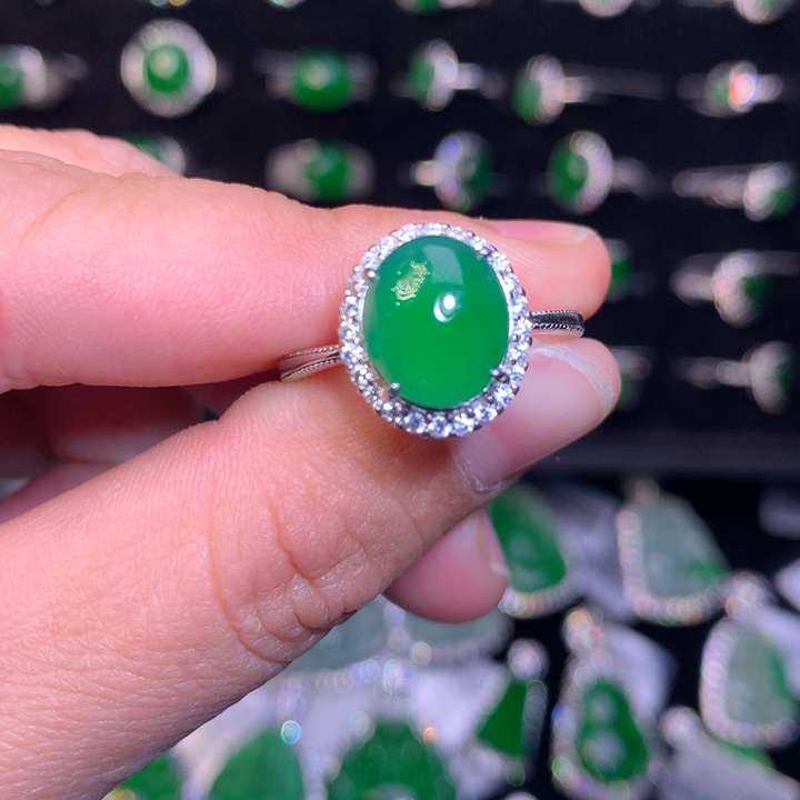 【闪购商品】翡翠银S925镶嵌吊坠(不含链)天然翡翠