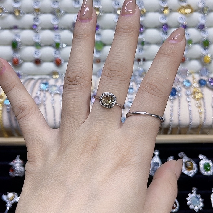 托帕石戒指银S925镶嵌